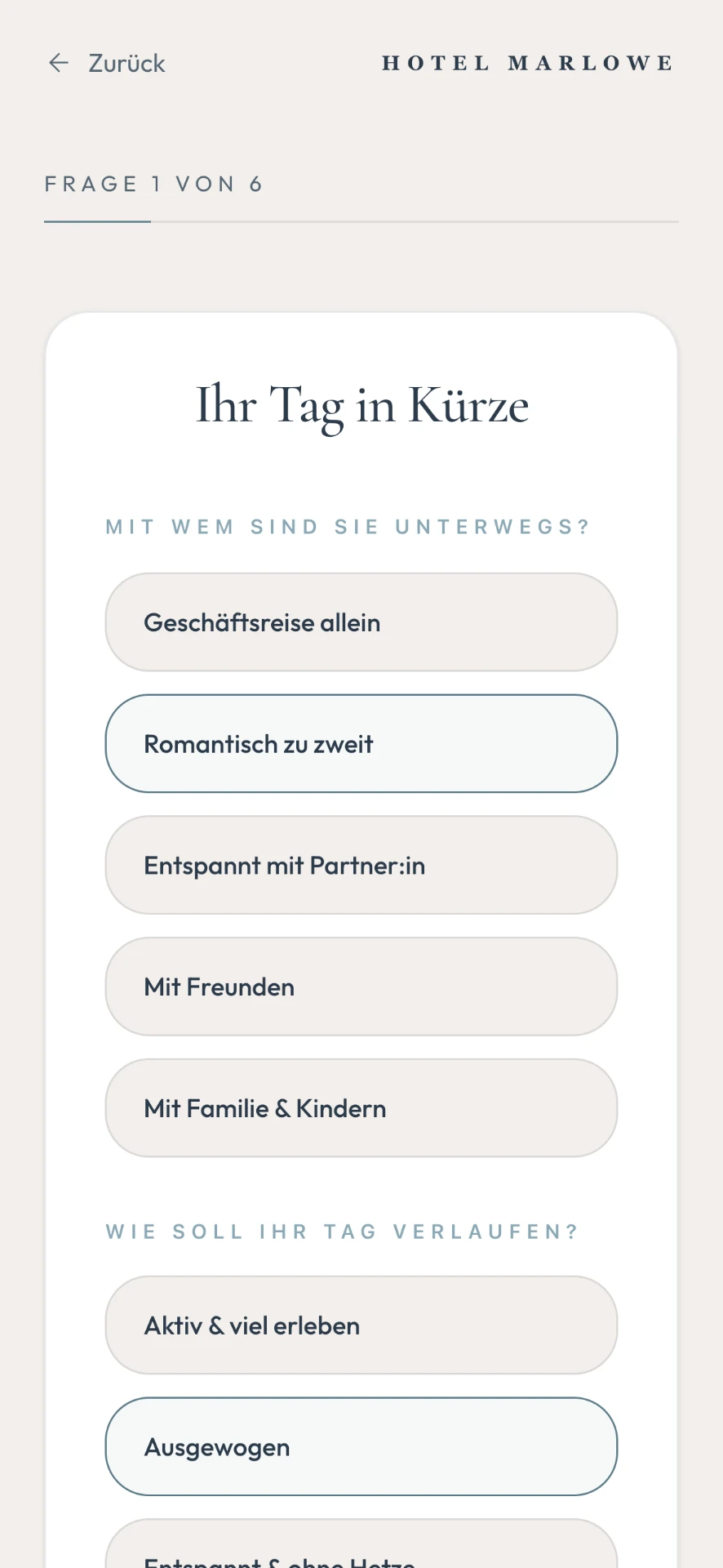 Quizfrage der Gäste-App des Hotel Marlowe